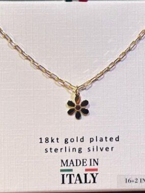 NWT LUCIA MARA Made in Italy 18kt Gold Plated Sterling Silver Daisy Necklace